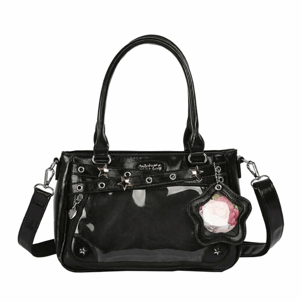

Harajuku Star Itabag Y2K Anime Tote Bag Portable PVC Transparent Shoulder Bag Children чёрный