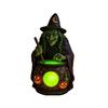 Halloween Witch Cauldron Lamp with Eerie Green Glow LED Landscape Light Spooky Witch Brewing Pot Light for Living Room Bedroom Office