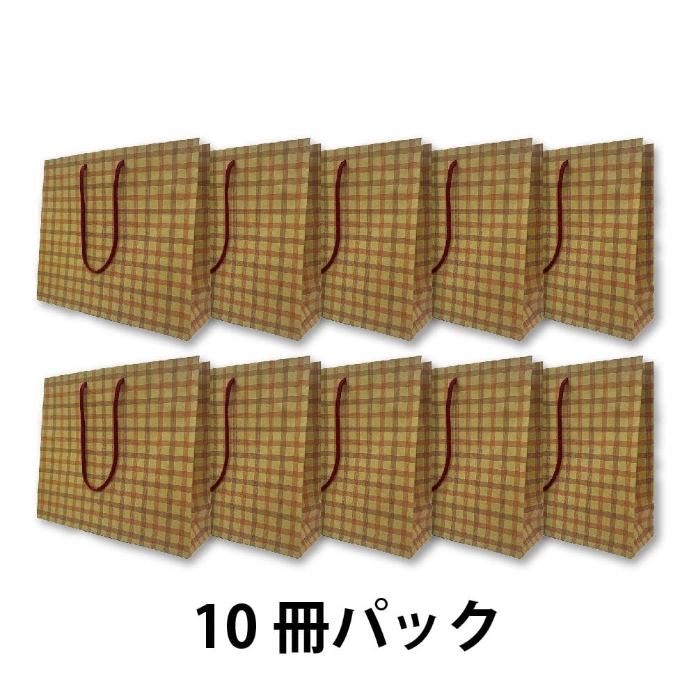 Ehime Paper Design Paper Checkered Co., Ltd. Bags, Red, 10-Pack, DBAG-CR-10P