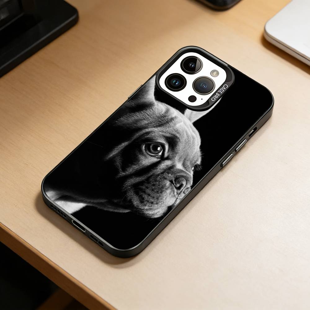 French Bulldog Dog-DG Phone Case For iPhone 17,16,15,14,13,12,11 Plus,Pro Max,XS,Colored Silver Plated Inside Cover