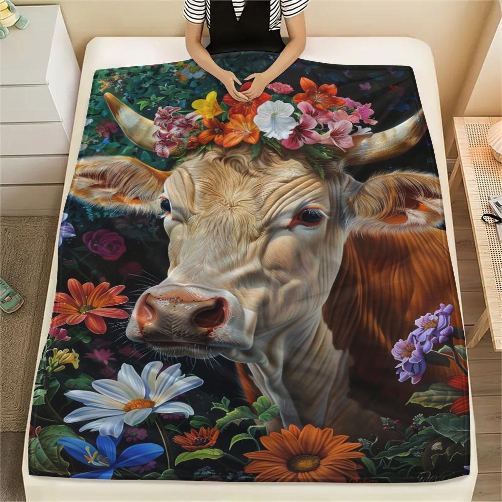 1Pc Cartoon Print Flannel Blanket, High Quality Comfortable for All Seasons, Home Decor, Warmth and Comfort, Perfect for Christmas Birthday Gift