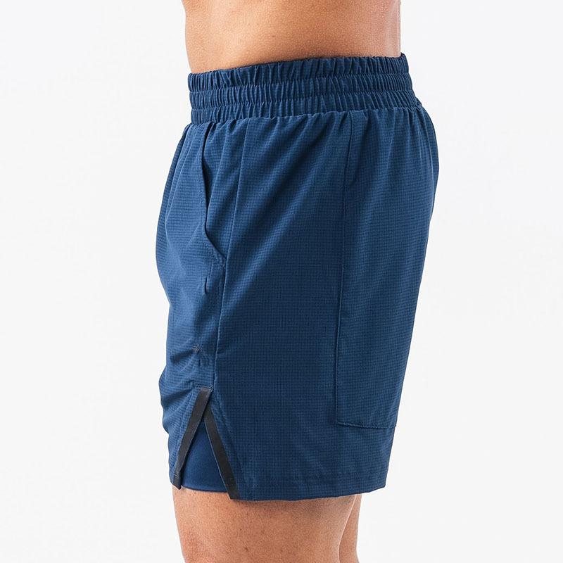 Men 2 In 1 Quick Dry Athletic Shorts Elastic Waist Drawstring With Liner