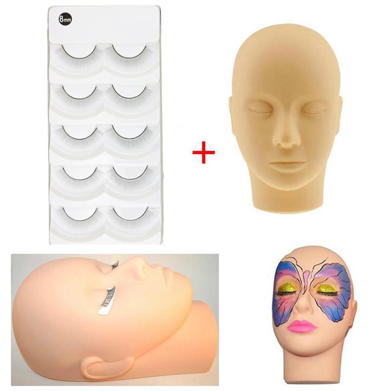 Buy Flat Head Silicone Practice False Eyelash Extensions Make Up Model ...