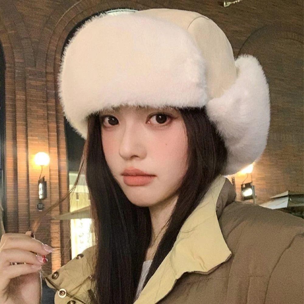 Cold-proof Plush Ear Protection Hat Windproof Ski Hat Fashion Cycling Warm Hat  For Women Men