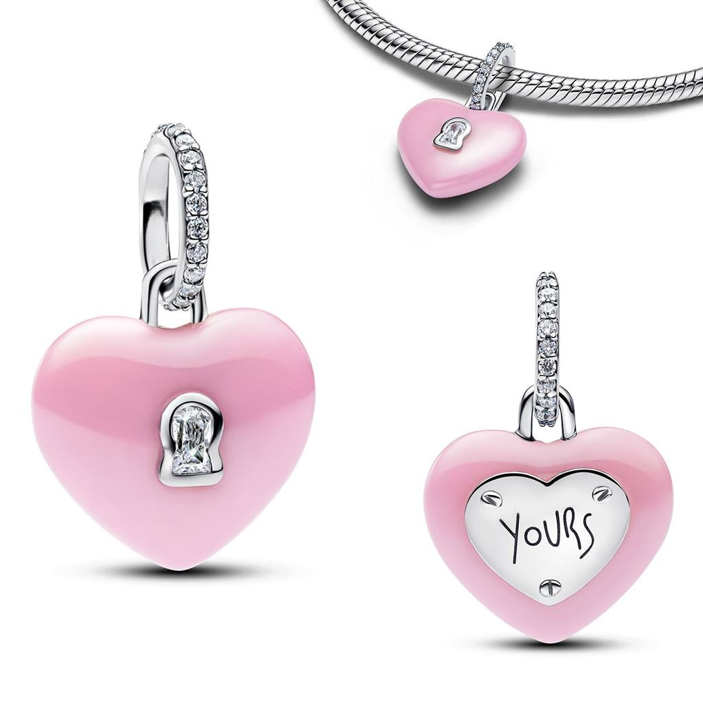 925 Silver Lock Key Charms Butterfly Treasure Love Slogan Heart Multi Tone Moon Beaded Bracelet Jewelry Gift for Women