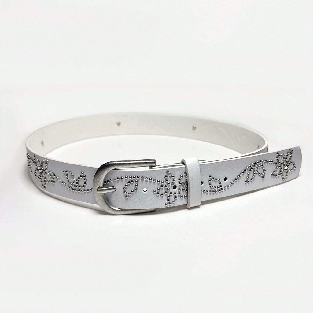 Rivet inlaid flower versatile Korean version jeans, personalized high-end belt, waist belt for women