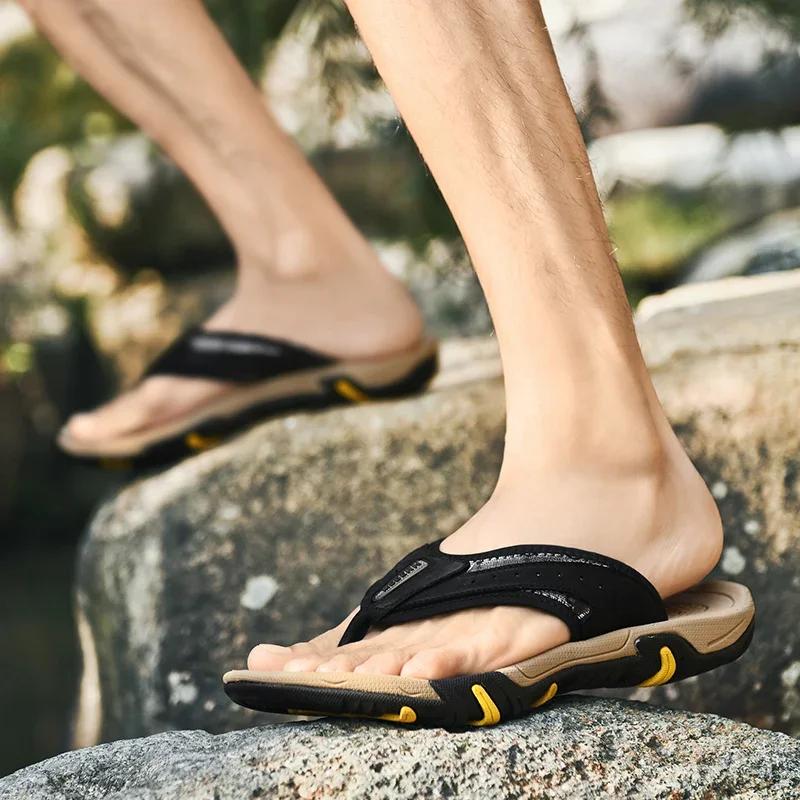 Fashion Men's Summer Shoes Fashion High Quality Slippers Breathable Beach Flip Flops Comfy Walking Man Male Men Slippers Shoes for Men