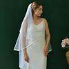 Tiered Wedding Veils Shoulder Back Coverage Breathable Tulle Bridal Veils Headpiece WithInvisible Hair Pin for Wedding