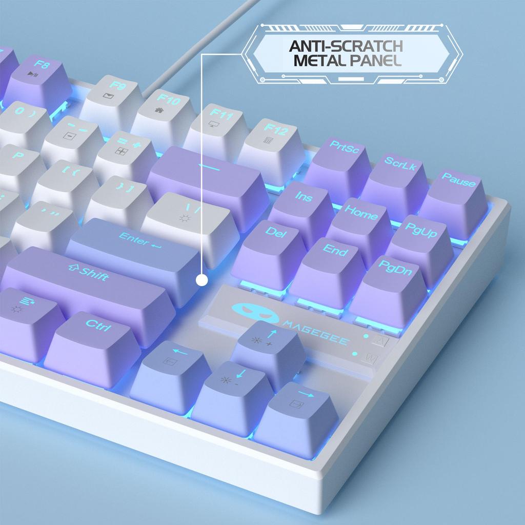 MageGee MK-Star Wired Mechanical Keyboard, Gaming, Pink, Purple, Red Switches (Purple White (Red Switches))