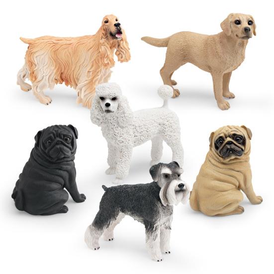 Simulated Dog Model PVC Pug Schnauzer Poodle Labrador Cocker Spaniel Figurine Statue Sculpture Decoration Ornament Educational Animal Toy