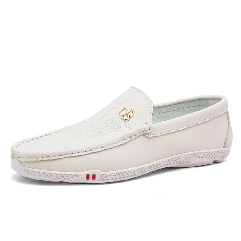 

Loafers men s lucky big red soft-faced cowhide Doudou shoes European and American driving men s shoes casual soft-soled driving leather shoes men 39 бежевый