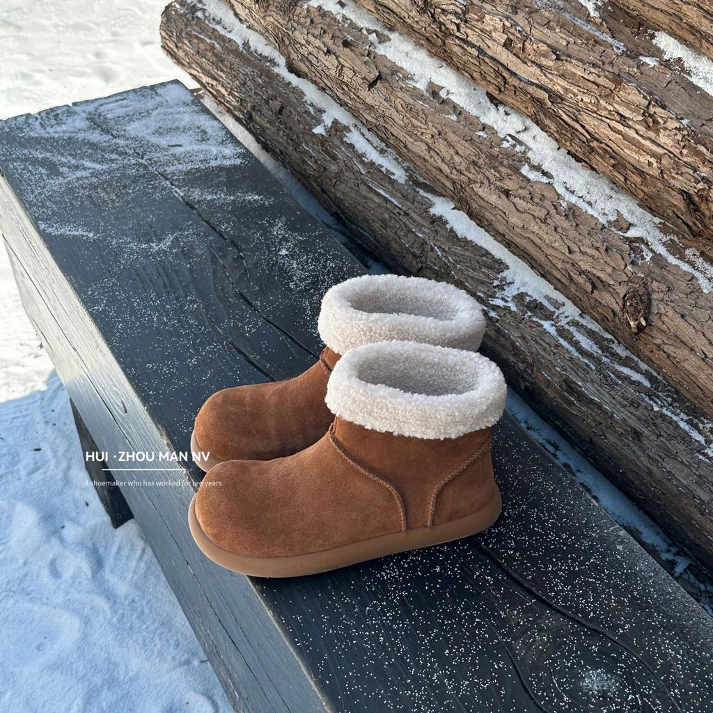 Cowhide Version Platform Birkenstock Short Boots Women's Autumn and Winter 2025 New Retro Lazy Wind One-pedal Bread Shoes Short Boots