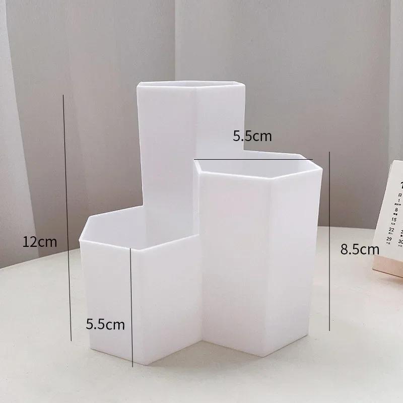 1 Piece Simplicity Pencil Holder Solid Color Series Frost Pen Organizer Multifunctional Make Up Brush Holder Student Supplies