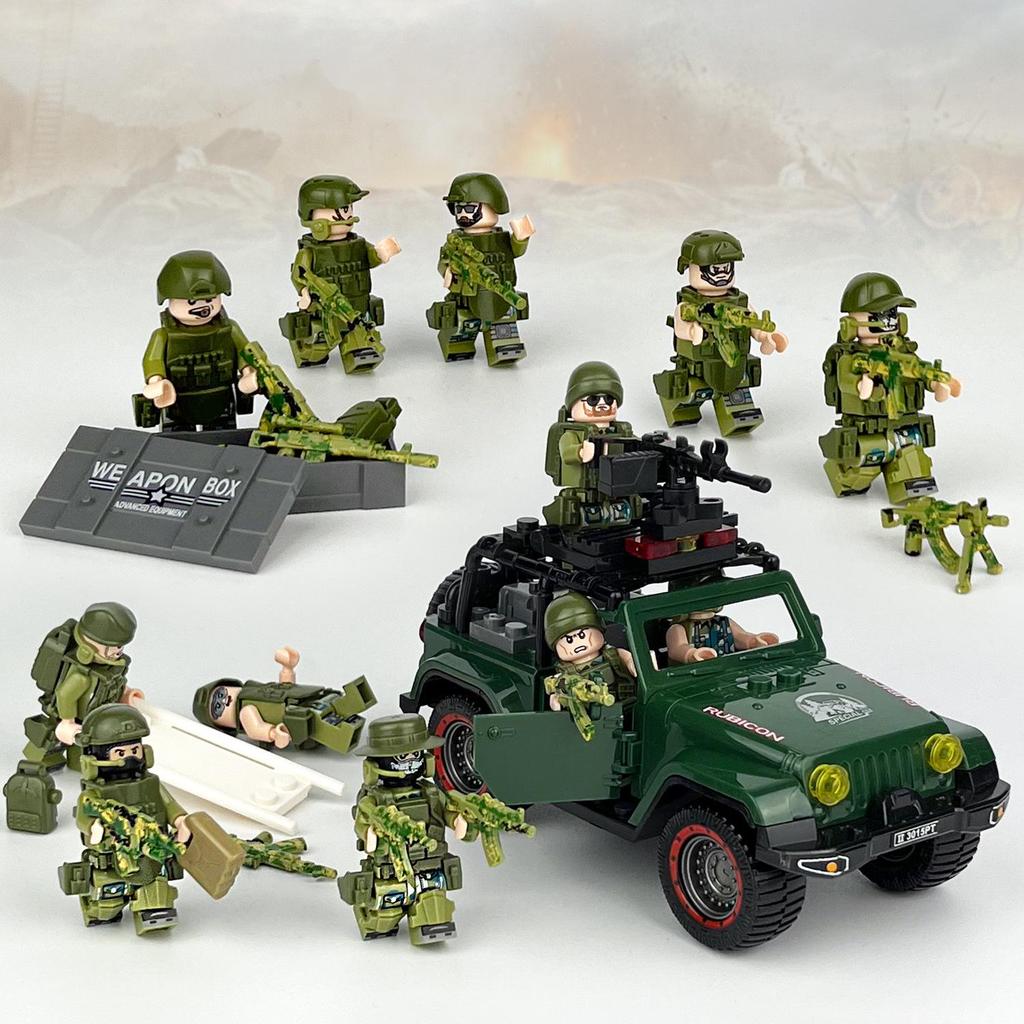 Black Police Car Military Building Block Set with Police Figurine Toy