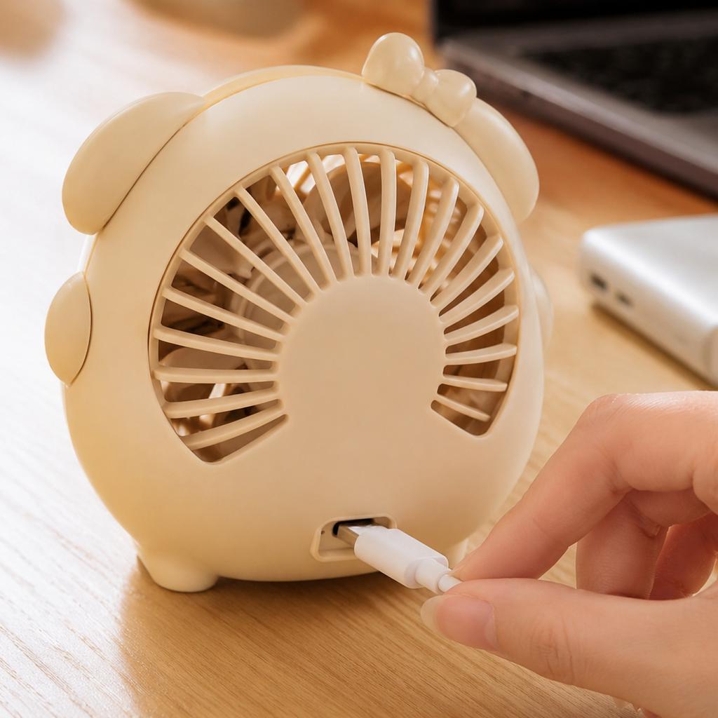 USB Rechargeable Desk Fan with Puppy Design for Home and Use