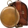 Sundial Compass Width Leather Unique Gift for Men, Handcrafted Brass Pocket Sun Dial, Steampunk Bronze Anniversary Compass Gift