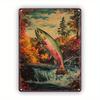 Vintage Rainbow Trout Wall Art Vintage Wall Art  Rustic Rainbow Trout Metal Sign    Autumn Jumping Fish Design with Vibrant