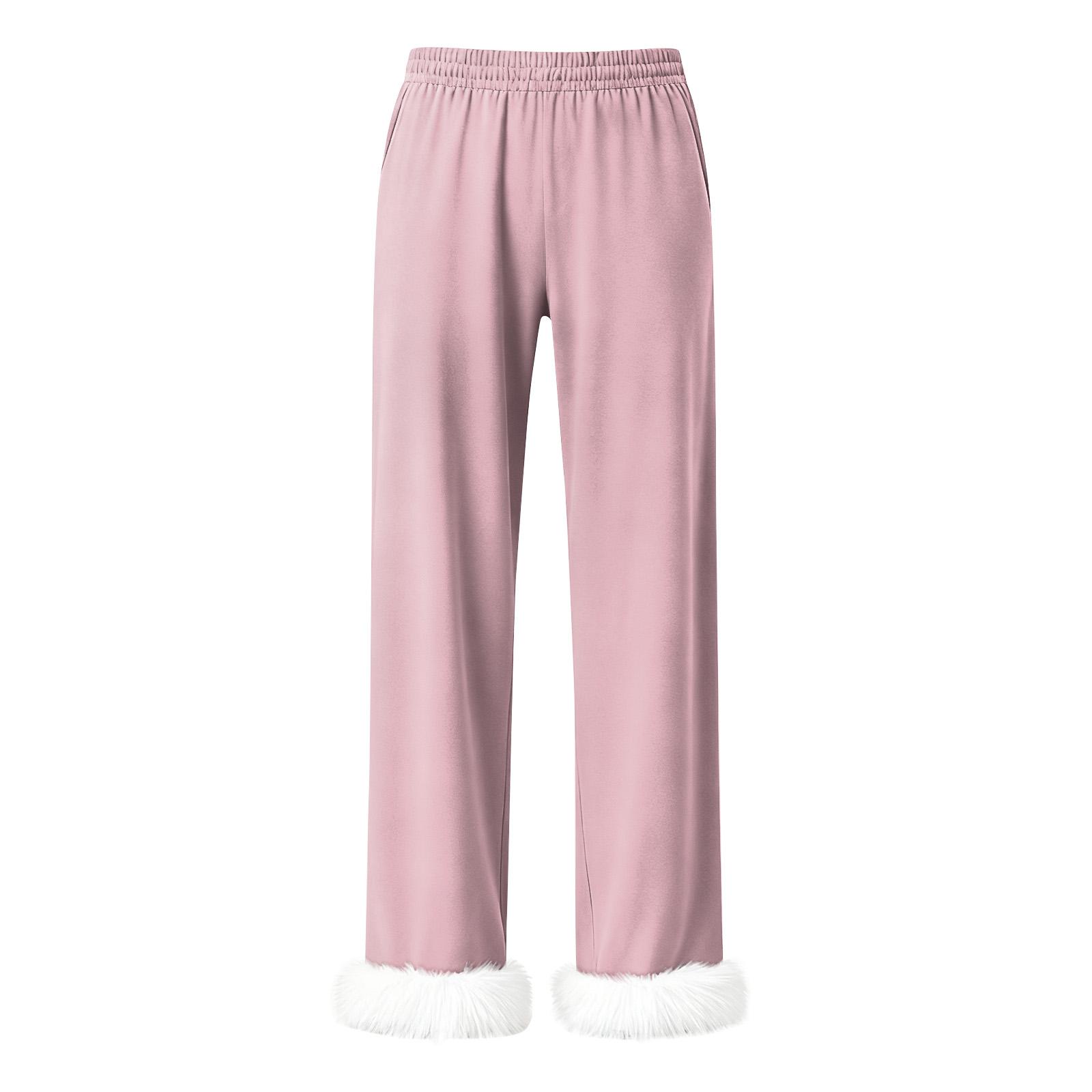 

Women s fashionable casual solid color pants M розовый