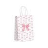 5PCS Sweet Pink Paper Gift Bags White Bow Handheld Design Pink Bow Theme Bow Themed Paper Material Candy Tote Bag Wedding Party