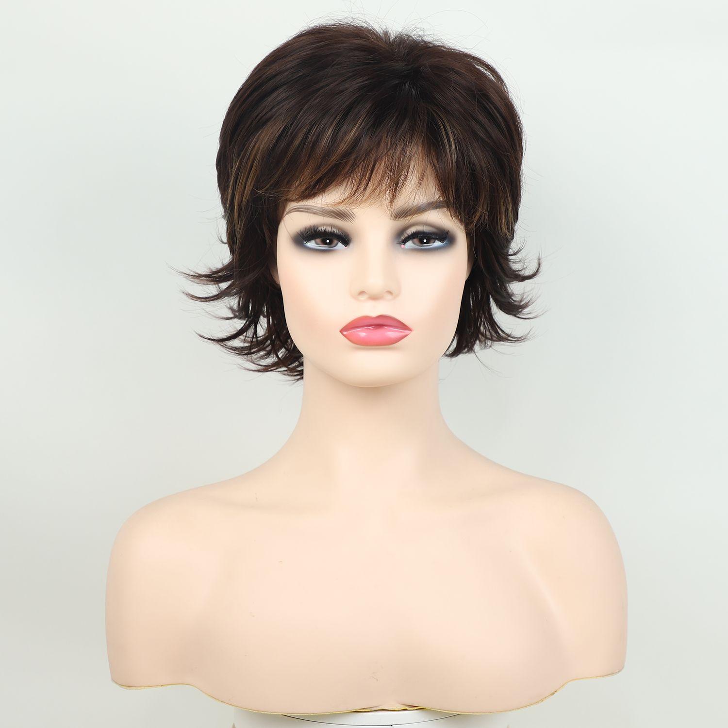 

Women s Brown Layered Short Curly Synthetic Wig, Natural Texture, Adjustable Breathable Cap for Daily & Party Wear, Premium Fiber, Ready Stock 8inch