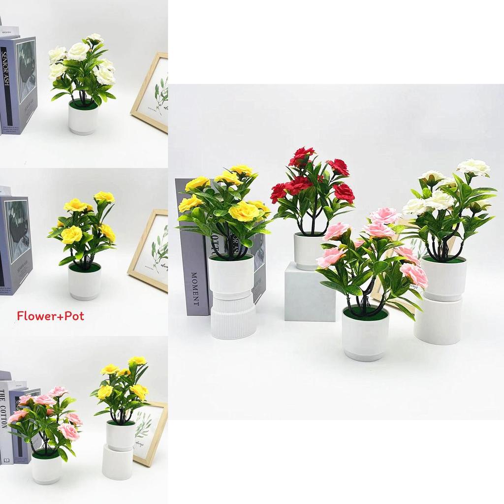 Romantic Rose Bonsai Artificial Plant For Valentines Day Gift And Indoor Decoration With Durable Material