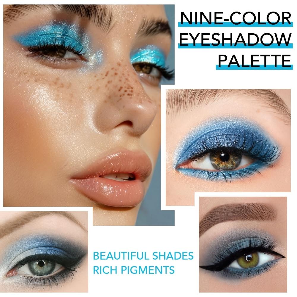 9-Farben-Lidschattenpalette, Schimmernder & Matter Meeresfarb-Lidschatten-Set, Hochpigmentiertes Irisierendes Augen-Make-up für Party & Tägliche Looks