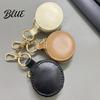 Velvet Lined Jewelry Holder Portable Box Keychain, PU Leather Travel Organizer Case, Soft Small Case for Rings Lining Secure Zipper Closure