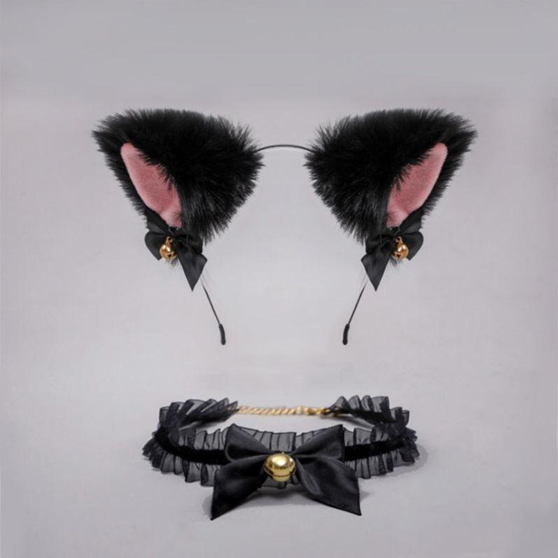 Cat Ear Bell Headband & Hairpin Set - Festive Headdress