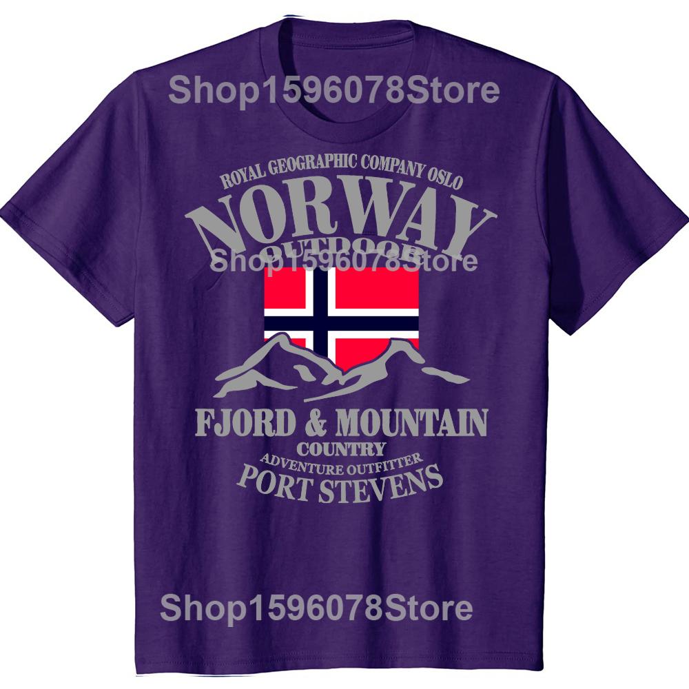 Summer Norway Flag Mountain T Shirt Crazy Hip Hop Men's Shirt Cotton Crewneck Plus Size Short Sleeve Funny T-shirts Male