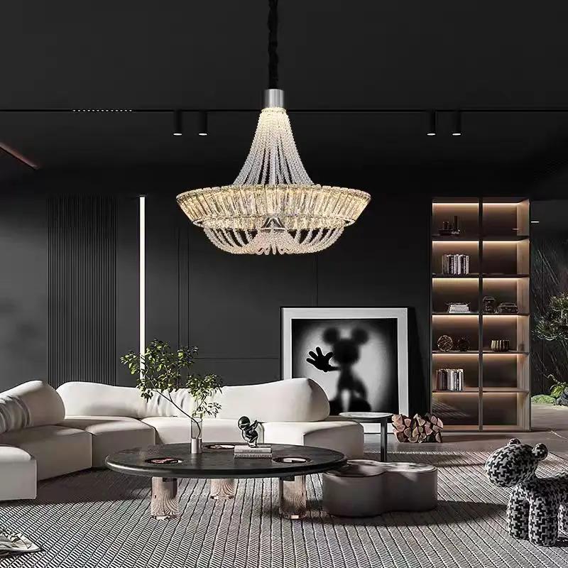 Modern French Crystal Chandelier Luxury Home Decor Led Hanging Lamp Hotel Villa Chandeliers New Design Lustres