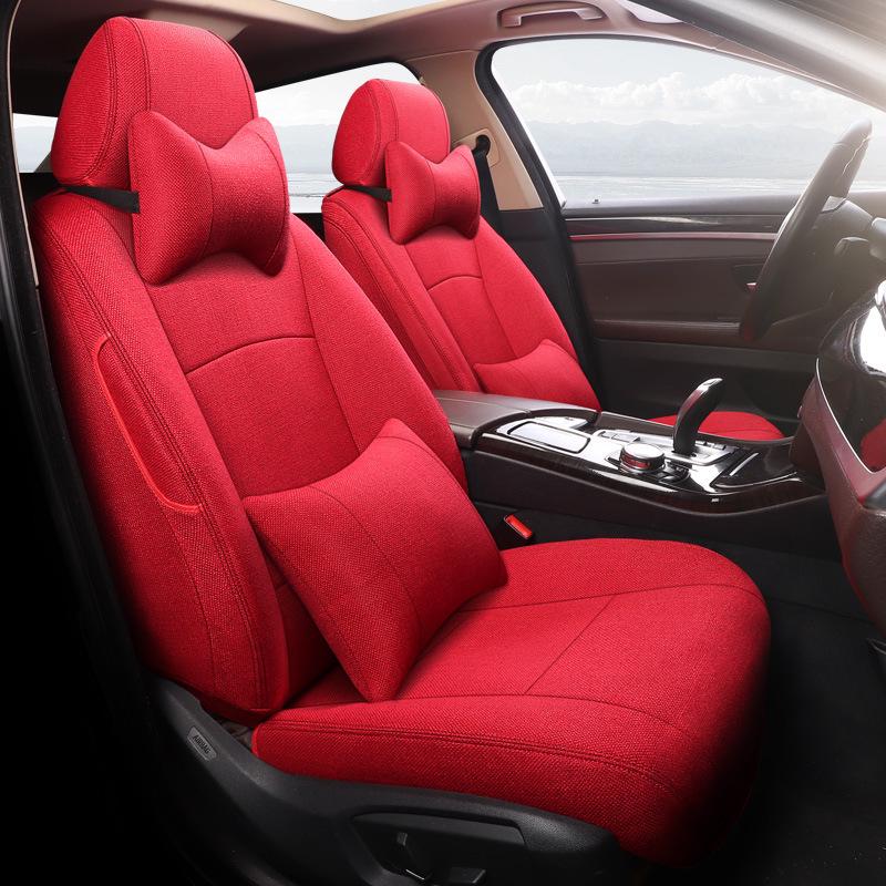 BMW 5 Series Universal Linen Car Seat Cushion - Full Coverage for New Models, 5-Seater Four Seasons Set.