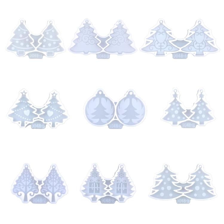 

9Pcs Epoxy Geometric Mold Christmas Tree Earrings Pendant Keychain Silicone Mold 1 чистый