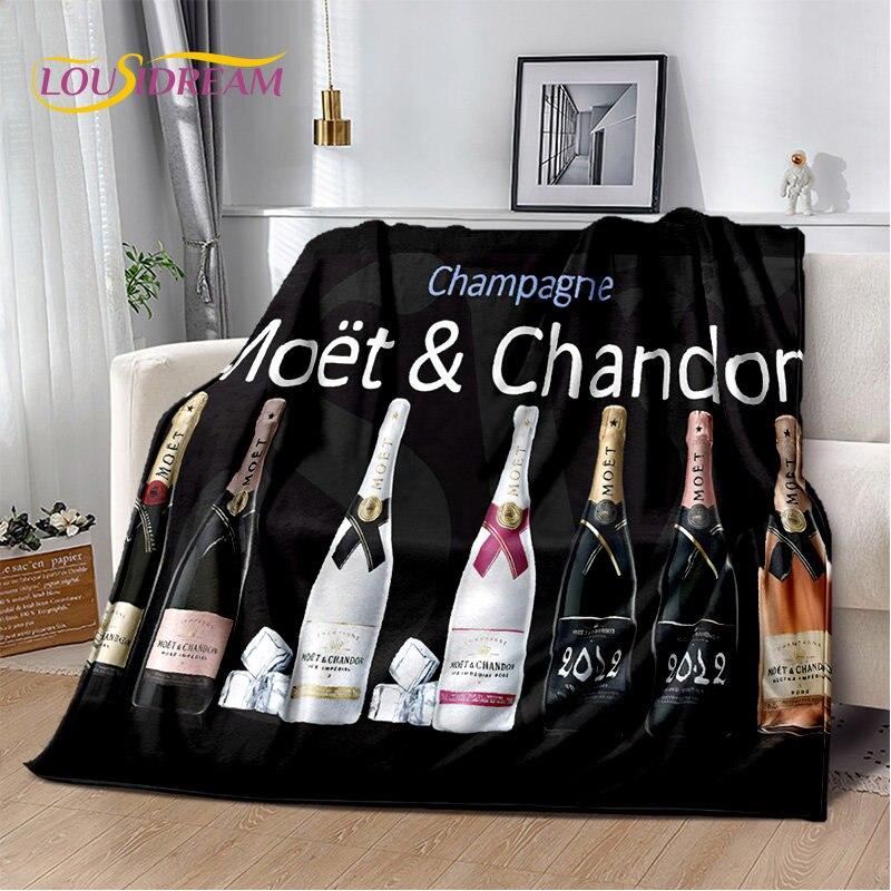 Champagner Moet &; Chandon-Decke, Flanelldecke, Überwurf, warme Decke für Zuhause, Wohnzimmer, Schlafzimmer, Betten, Sofa, Büro, Geschenke