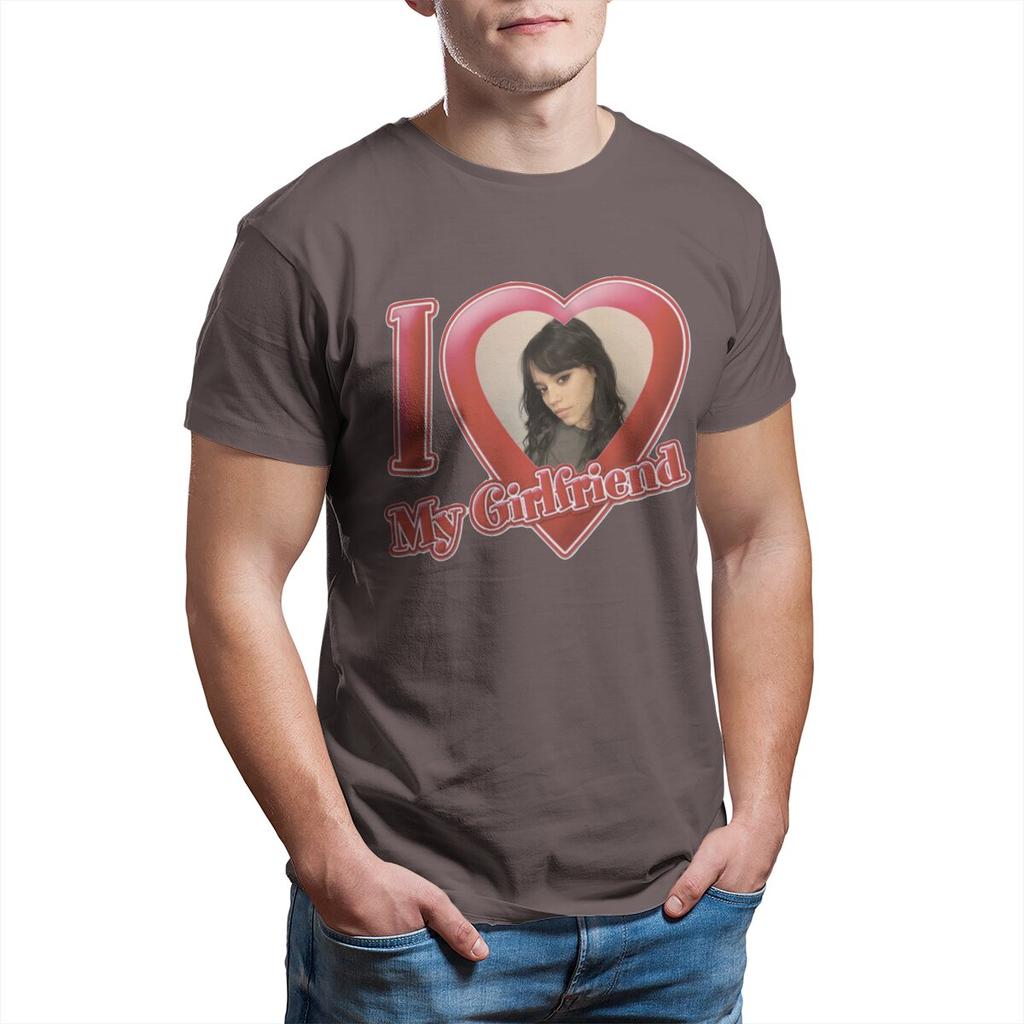 I Love My Girlfriend Jenna Ortega T Shirt for Men Pure Cotton Vintage T-Shirt Round Collar  Tees Short Sleeve Tops 4XL 5XL