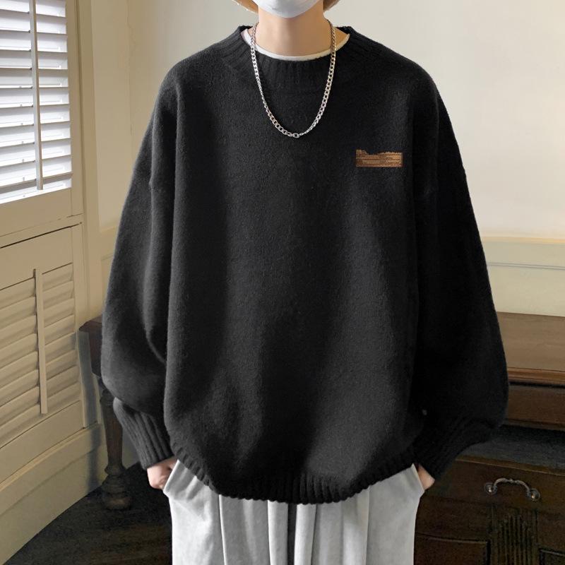 Men's Trendy Loose-Fit Round Neck Sweater - Autumn/Winter