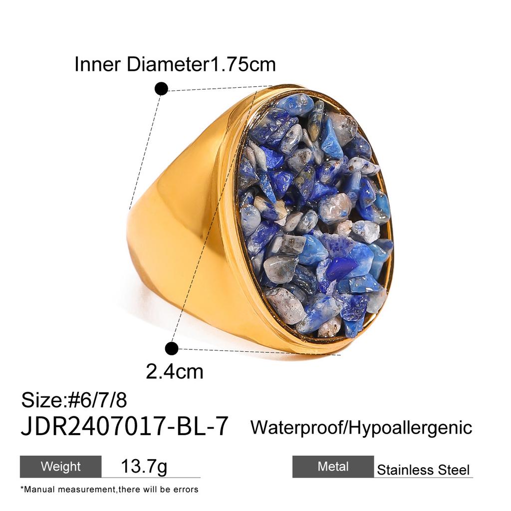Stainless Steel Natural Stone Exaggerated Ring, High-end Ring, Titanium Steel Hand Accessory