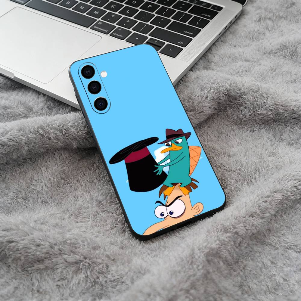 P-Perry Das P-Schnabeltier Schwarze Weiche Silikon Handyhülle für Samsung Galaxy A73, A71, A72, A70, A53, A52, A51
