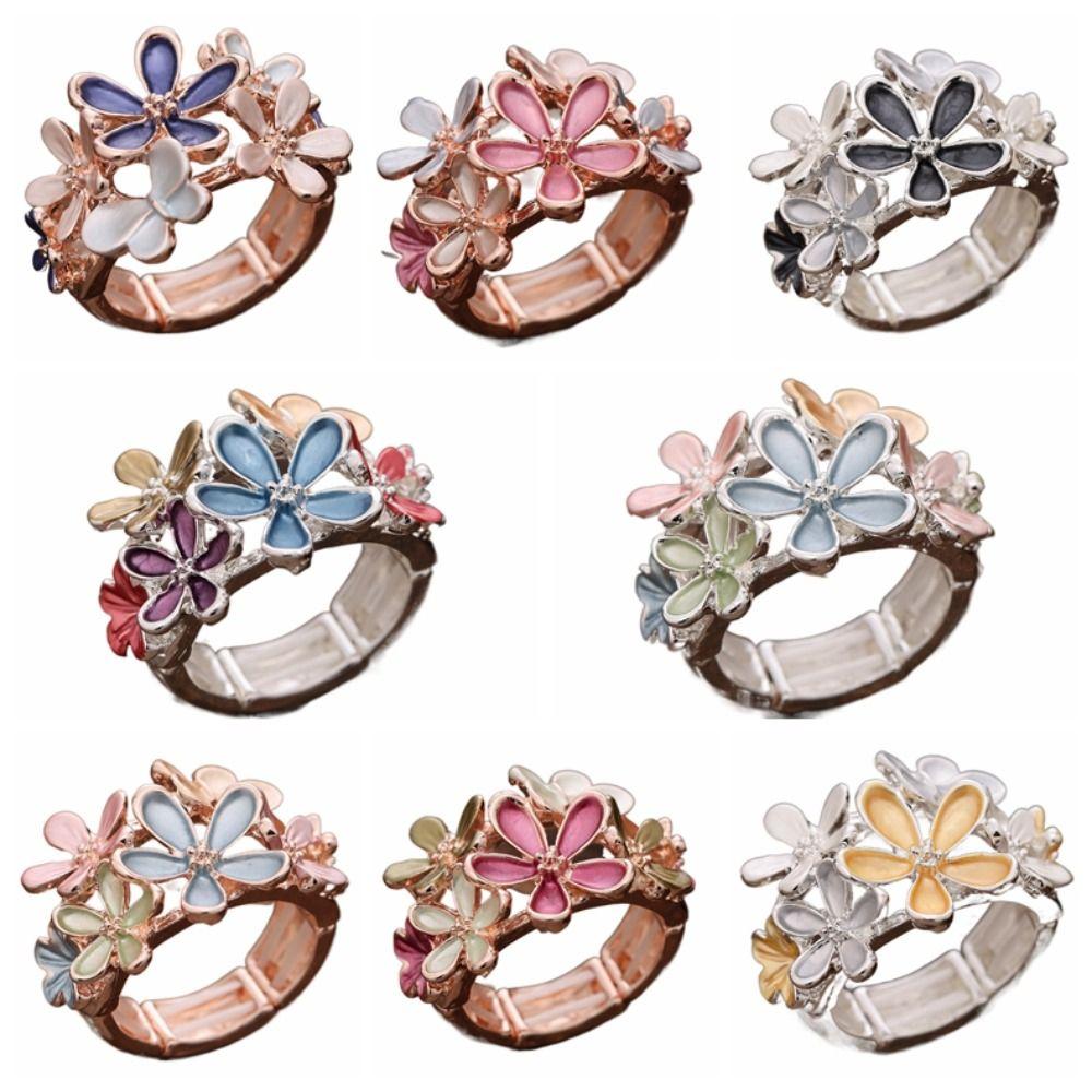 Petal Stretch Ring Multicolor Opening Ring Fashion Flower Ring  Girl