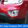 Front Fog Light Lamp Cover Trim For Jeep Compass 2011-2014 2015 2016 Chrome Foglight Frame Protector Accessories Car Styling