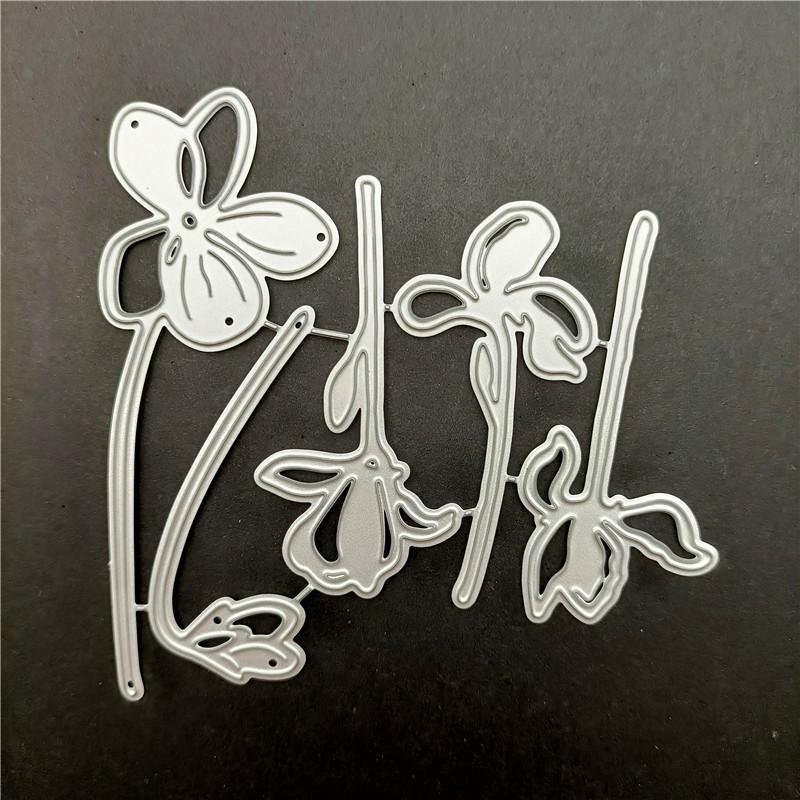 2pc Miexd Leaves and Five-petaled Floret Metal Cutting Dies DIY Scrapbooking Embossing Paper Photo Album Stamps Crafts Templates Mould Stencils