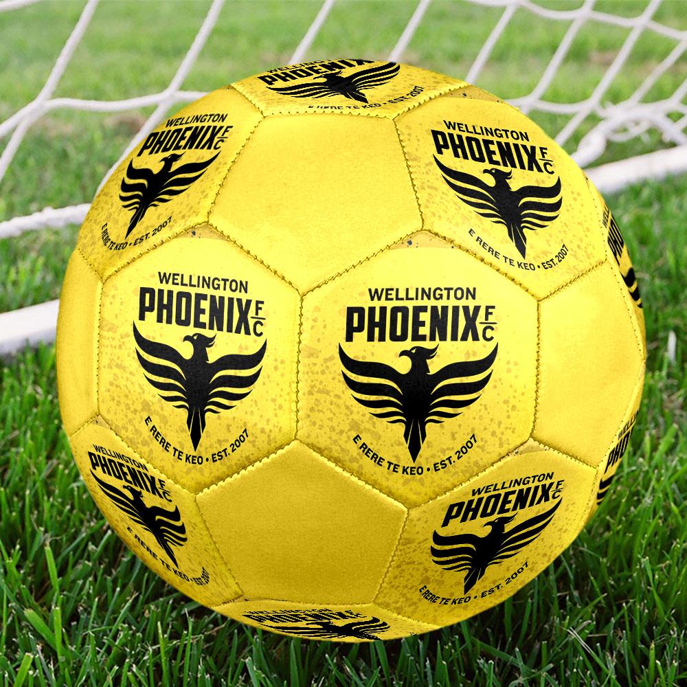 Wellington Phoenix FC Size 5 Soccer Ball, Machine-Stitched PVC, Durable & High Bounce, All Ages Fit, fan merchandise, matches & outdoor use.
