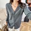 Autumn Cardigan Korean Version V-neck Sweater Loose Base Sweater Knitted Cardigan Women's Solid Color Short Jacket