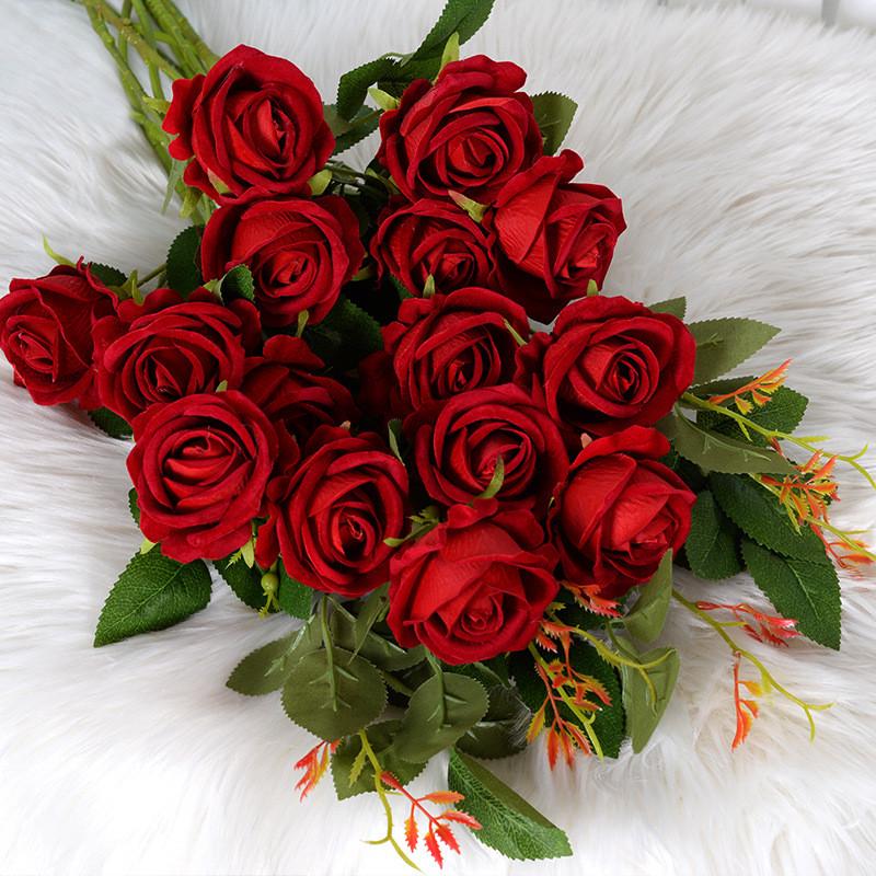 Head Supply 3 Rose Artificial Flower Bouquet For Wedding Photography Decor