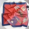 New spring and summer light and breathable 61 * 61cm square scarf versatile printed mulberry silk cotton blended women's silk scarf