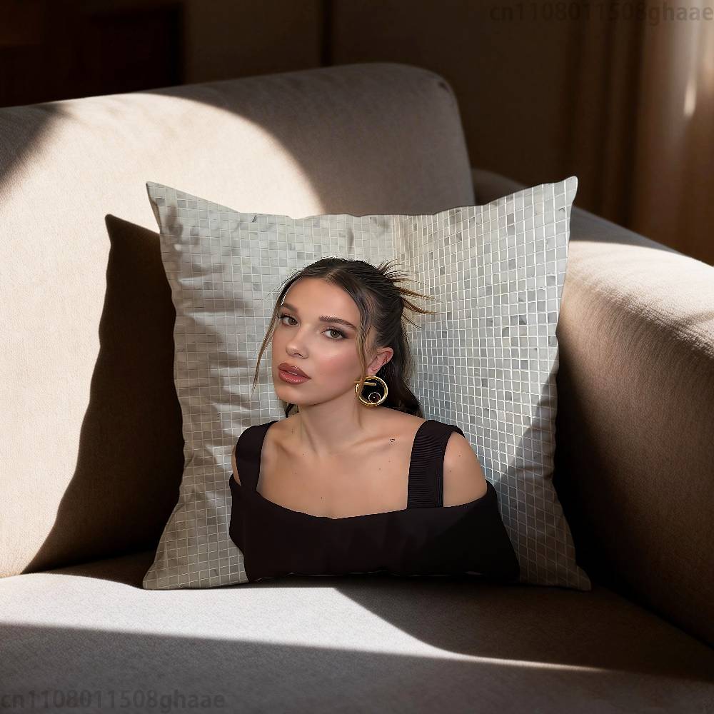 Millie Brown Stranger Kissenbezug Kissenbezug Wohnzimmer Sofakissenbezug Geeignet für Zuhause Schlafzimmer Raumdekoration
