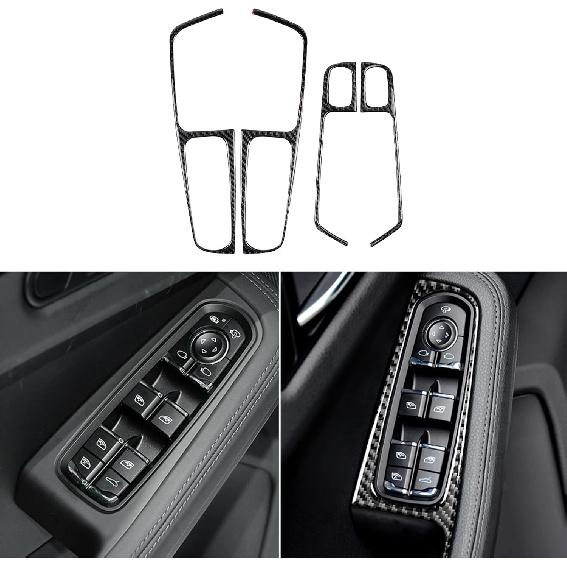 Real Premium Carbon Fiber Car Center Console Gear Shifter Electronic Handbrake Panel Cover Trim Soft Sticker Set Compatible with Porsche Macan