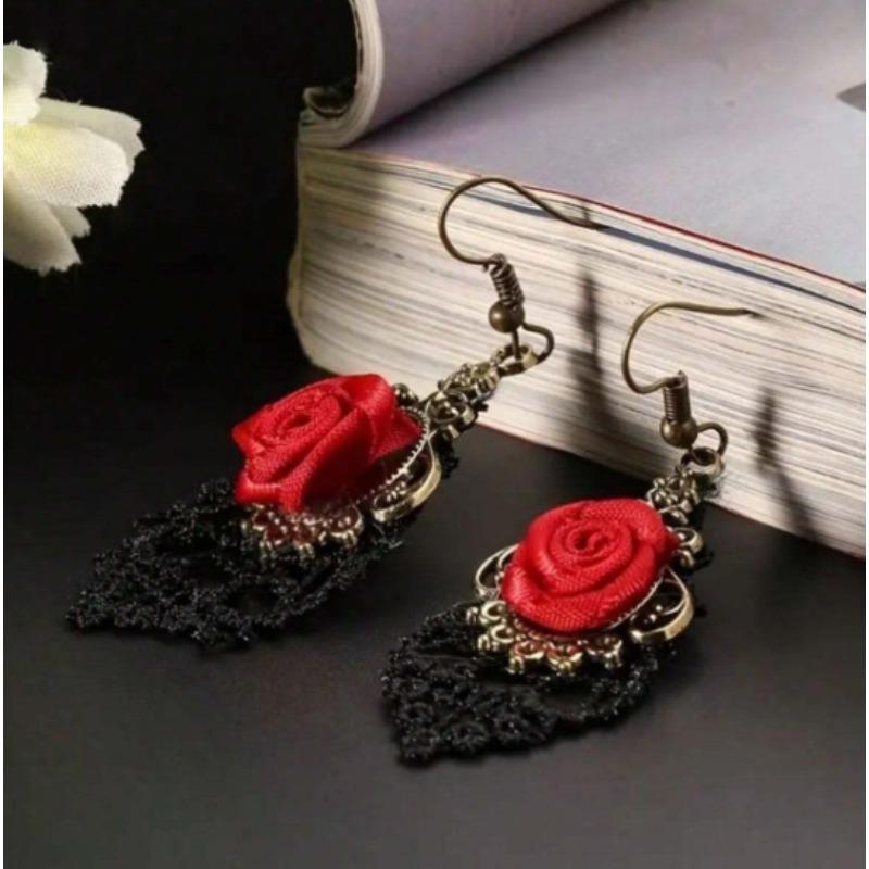 Ladies' Versatile Dark Style Rose Earrings