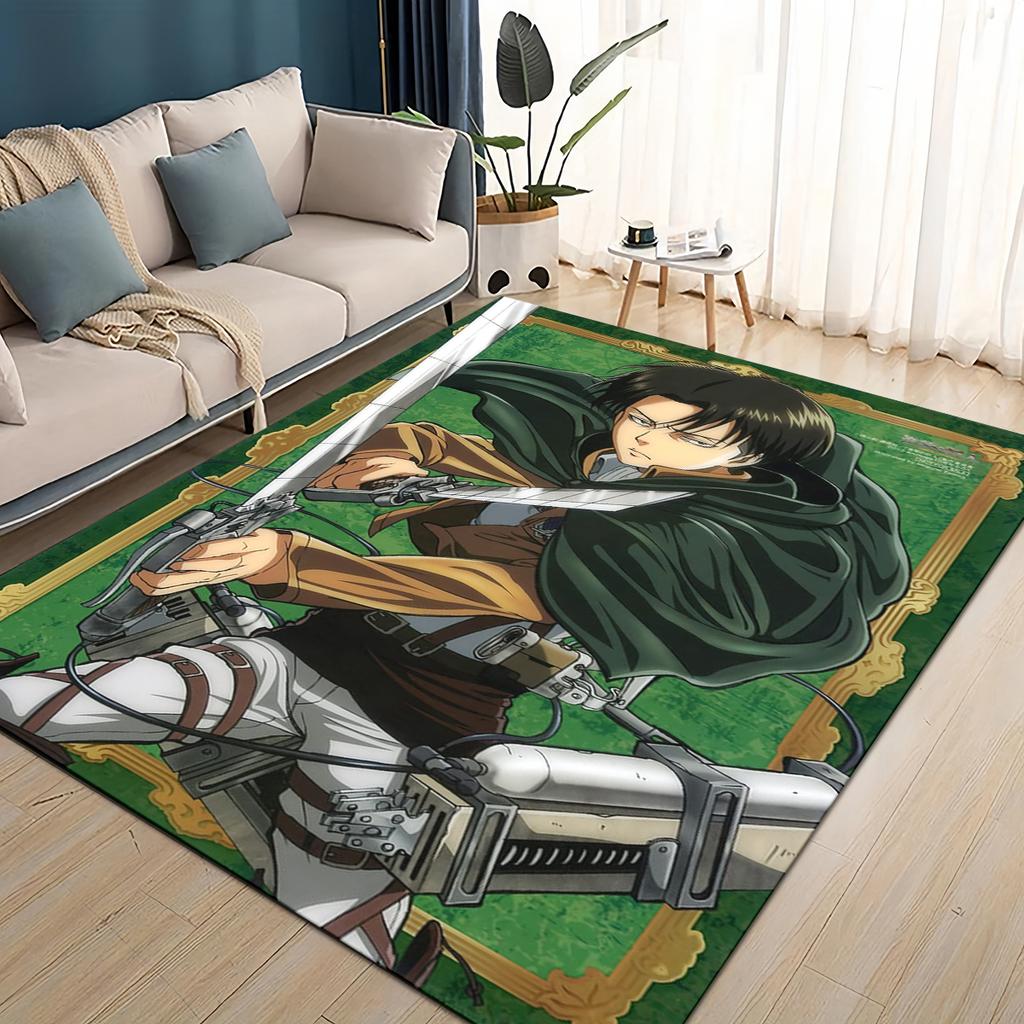 3D Cartoon Attack On Titan Eren Mikasa Anime Carpet Rug for Living Room Bedroom Home Sofa Decoration,kid Play Non-slip Floor Mat