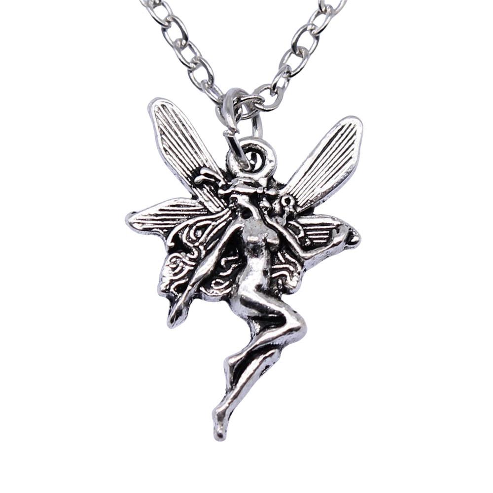 Ornate Angel With Heart Pendant Necklace Spiritual Faith Jewelry 40cm Short Chain