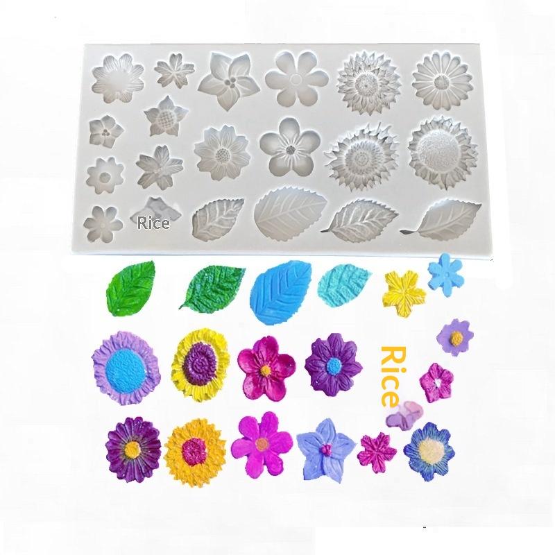 Fondant Chocolate Cake Silicone Mold, Rose Leaf Sunflower Small Daisy Flower Diy Silicone Mold